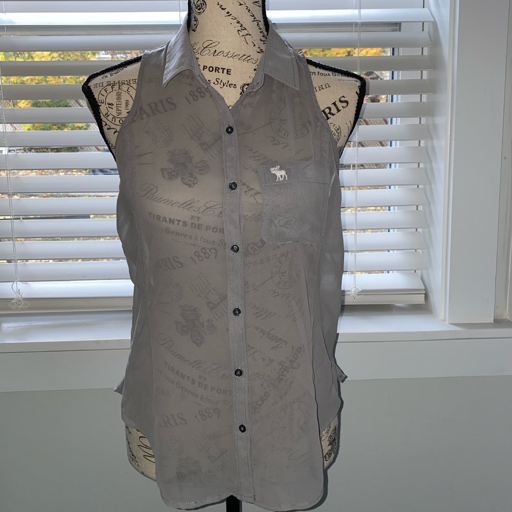 Abercrombie & Fitch sleeveless mesh or see through button down blouse